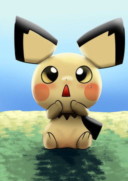 ambiguous_gender blush bodily_fluids feral grass hand_on_face open_mouth outside plant sitting solo surprised sweat tail tongue yellow_body olihai nintendo pokemon generation_2_pokemon mammal pichu pokemon_(species) absurd_res hi_res