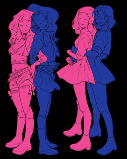 alternate_costume bangs belt blunt_bangs boots bottomwear bra clothing crop_top duo fangs female female/female food footwear hair humanoid_pointy_ears jacket mohawk not_furry pointy_ears shirt shoes shorts skirt smile socks teeth topwear undercut underwear peachy-doodle adventure_time cartoon_network marceline_abadeer princess_bubblegum candy_people_(at) demon food_creature human humanoid mammal vampire 4:5 hi_res
