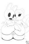 2:3 absurd_res animal_crossing anthro anus big_butt black_sclera breasts butt coco_(animal_crossing) duo female female/female genitals gyroid hi_res inviting lagomorph leporid looking_at_viewer mammal monochrome nintendo open_mouth peanut_(animal_crossing) presenting presenting_pussy pussy rabbit rodent sciurid sex spread_legs spreading thick_thighs tree_squirrel tribadism vaginal zst_xkn