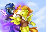 blue_body blue_feathers comic duo equid equine feathered_wings feathers female feral fight friendship_is_magic hair hasbro mammal my_little_pony mythological_creature mythological_equine mythology nightshade_(mlp) pegasus pluckyninja shadowbolts_(mlp) spitfire_(mlp) wings wonderbolts_(mlp) yellow_body yellow_feathers