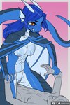 abs anthro anthro_penetrated arm_grab athletic athletic_anthro athletic_female blue_body blue_hair blue_scales breasts dominant dominant_female duo female female_anthro female_on_human female_penetrated fin hair hand_holding head_fin horn human_on_anthro human_penetrating human_penetrating_anthro human_penetrating_female interspecies long_tail male male/female male_human male_penetrating male_penetrating_female membrane_(anatomy) membranous_wings nipples non-mammal_breasts non-mammal_nipples nude penetration penile penile_penetration penis_in_pussy power_bottom pupils scales sex slit_pupils smile tail vaginal vaginal_penetration ventral_scales wings yellow_eyes lightningwolt mythology dragon human mammal mythological_creature mythological_scalie scalie 2:3 hi_res