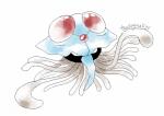 2015 ambiguous_gender artsy-theo black_body black_eyes blue_body cnidarian digital_drawing_(artwork) digital_media_(artwork) feral floating forehead_gem front_view full-length_portrait gem generation_1_pokemon grey_tentacles invertebrate_proboscis looking_at_viewer marine multicolored_body nintendo on_model pokemon pokemon_(species) portrait proboscis_(anatomy) pupils red_body ruby_(gem) signature simple_background slit_pupils solo tentacles tentacruel toony white_background