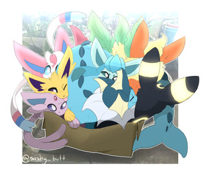ambiguous_gender blue_body blue_eyes blue_fur feral fur group hair simple_background smile tail tongue tongue_out white_background yellow_body yellow_fur backsash nintendo pokemon canid eeveelution espeon flareon generation_1_pokemon generation_2_pokemon generation_4_pokemon generation_6_pokemon glaceon jolteon leafeon mammal pokemon_(species) sylveon umbreon vaporeon 2019 absurd_res digital_media_(artwork) hi_res