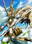 armor dual_wielding fur headgear helmet holding_object holding_weapon knight long_ears male melee_weapon orange_eyes rapier scut_tail short_tail solo sword tail warrior weapon yellow_body yellow_fur sutunununu bandai_namco digimon digimon_ghost_game animal_humanoid diarbbitmon digimon_(species) humanoid lagomorph lagomorph_humanoid leporid leporid_humanoid mammal mammal_humanoid rabbit rabbit_humanoid tailed_humanoid hi_res