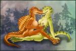 anthro breasts duo female female/female grope kissing nipples non-mammal_breasts nude caribou_(artist) neitha seran allosaurid allosaurus dinosaur prehistoric_species reptile scalie spinosaurid spinosaurus theropod