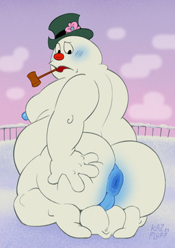 anus balls blue_anus blue_blush blue_nipples blush butt clothing genitals hat headgear headwear holidays male nipples not_furry overweight presenting presenting_hindquarters puffy_anus raphe_(anatomy) red_nose smoking_pipe snow snowman solo spread_butt spreading white_body kazushi christmas frosty_the_snowman frosty_the_snowman_(character) elemental_creature elemental_humanoid humanoid mineral_fauna mineral_humanoid snow_creature snow_humanoid 2025 hi_res