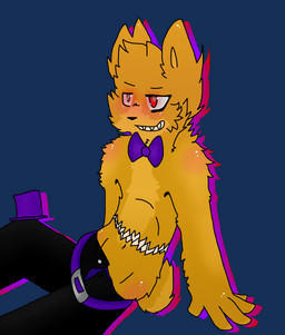alternate_species anthro belt belt_buckle black_bottomwear black_clothing black_pants bottomwear bow_tie buckle clothed clothing fur furrification hat headgear headwear male open_bottomwear open_clothing open_pants pants partially_clothed red_eyes scut_tail short_tail simple_background smile solo tail transparent_background yellow_body yellow_fur scurryy five_nights_at_freddy's five_nights_at_freddy's_4 scottgames nightmare_fredbear_(fnaf) bear mammal ursine 2015 alpha_channel hi_res