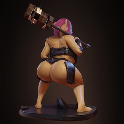 anthro anthrofied barefoot big_breasts big_butt breasts butt clothed clothing crouching feet female holding_object holding_weapon huge_breasts mace melee_weapon no_underwear solo weapon weapon_on_shoulder morethreedee friendship_is_magic hasbro my_little_pony fluttershy_(mlp) equid equine mammal 1:1 3d_(artwork) absurd_res digital_media_(artwork) hi_res