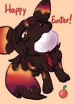 black_nose brown_body brown_fur egg egg_in_mouth egg_insertion feral fur gradient_fur holidays male necktie orange_eyes solo justiceposting easter nintendo pokemon kira_(justiceposting) eeveelution generation_2_pokemon pokemon_(species) umbreon