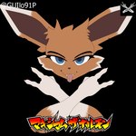 anthro blue_eyes female rock solo guilo91p maximum_the_hormone nintendo pokemon saucy_(guilo91p) eevee generation_1_pokemon pokemon_(species) 1:1 headshot_portrait hi_res portrait