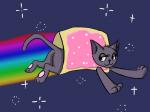 black_nose butt eyelashes female feral flying food fur grey_body grey_fur pawpads paws pink_pawpads quadruped rainbow rainbow_trail sky solo space star starry_sky third-party_edit wasajoke nyan_cat_(copyright) pop-tarts nyan_cat domestic_cat felid feline felis food_creature hybrid mammal poptart_cat poptart_creature 4:3 hi_res meme