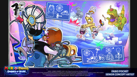 3_toes accessory ambiguous_gender anthro apron black_clothing black_eyes black_topwear black_vest blue_bottomwear blue_clothing blue_headband blue_pants blue_shirt blue_sky blue_topwear blueprint bodily_fluids bottomwear buckteeth car chasing claws clothed clothed_anthro clothed_female clothed_male clothing copyright_symbol day directional_arrow dust_cloud engine explosion eyelashes eyewear eyewear_on_head facial_hair featureless_legs feet female feral frown fully_clothed fully_clothed_anthro fully_clothed_female fur goggles goggles_on_head green_body green_tail grey_apron grey_clothing grey_hat grey_headwear grey_topwear grey_vest group hair hair_bun half-closed_eyes hat hat_flying_off headband headgear headwear holding_key holding_object holding_tool holding_wrench key larger_anthro larger_female larger_feral light lips long_ears long_tail looking_at_another machine male midair mitten_hands multicolored_body mustache narrowed_eyes noseless nude_anthro nude_male number obese obese_anthro obese_female open_clothing open_frown open_mouth open_smile open_topwear open_vest orange_facial_hair orange_mustache outside overweight overweight_anthro overweight_female panicking pants pink_tongue plunger pockets purple_tongue red_lips riding_motorcycle road running scared sharp_teeth shirt sitting size_difference sky smaller_anthro smaller_male smile solar_panel standing star starry_sky stick sun sweat symbol tail tan_body tan_skin teeth text thick_lips toes tongue tools topwear two_tone_body vehicle vest white_body white_fur wire wrench year yellow_body yellow_claws yellow_fangs yellow_teeth fabio_pochet mario_bros mario_plus_rabbids_sparks_of_hope nintendo raving_rabbids rayman_(series) ubisoft momma_(mario_plus_rabbids) dinosaur lagomorph mammal prehistoric_species rabbid reptile robot saurischian scalie theropod tyrannosaurid tyrannosauroid tyrannosaurus tyrannosaurus_rex 16:9 2022 4k absurd_res artist_name colored digital_drawing_(artwork) digital_media_(artwork) english_description english_text hi_res lighting official_art shaded widescreen