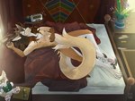 anthro big_tail electronics eyewear femboy glasses male nude radio sleeping solo tail toy inn0rt the_crown_of_leaves ferka ivka sahash 4:3 absurd_res hi_res