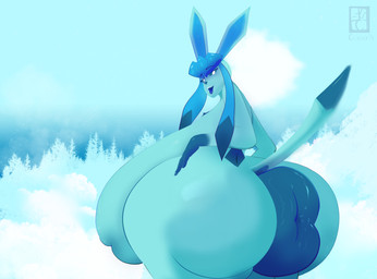 after_vore anthro anus balls belly big_anus big_balls big_belly big_butt butt femboy genitals huge_anus huge_butt hyper hyper_anus hyper_butt puffy_anus snow solo vore weight_gain wide_hips celexxis_(artist) nintendo pokemon eeveelution generation_4_pokemon glaceon pokemon_(species) hi_res