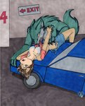 anthro big_dom_small_sub blue_bra blue_clothing blue_underwear bottomwear bra breasts brown_body brown_fur brown_hair cleavage clothed clothing clothing_in_mouth dominant duo female forced fur garage green_body green_fur hair imminent_rape imminent_sex larger_male lying male male/female on_back on_car on_hood open_mouth panties parking_garage rape ripping_clothing scared scared_face shirt shorts size_difference smaller_female struggling topwear torn_bottomwear torn_clothing torn_shirt torn_shorts torn_topwear underwear worried yellow_eyes tierafoxglove mythology canid canine canis mammal mythological_canine mythological_creature werecanid werecanine werecreature werewolf wolf 2009 traditional_media_(artwork)