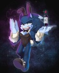 alcohol anthro beverage bunny_costume clothed clothing cosplay costume crossdressing fake_ears fake_rabbit_ears fangs leotard male solo teeth wine wine_bottle tusk_nx sega sonic_the_hedgehog_(series) sonic_unleashed sonic_the_hedgehog sonic_the_werehog eulipotyphlan hedgehog mammal werecreature wereeulipotyphlan werehog absurd_res hi_res