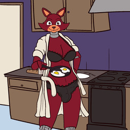 bra bread breasts brown_eyes bulge clothing cookware crossgender egg food frying_pan fur gynomorph intersex kitchen kitchen_utensils mtg_crossgender mti_crossgender red_body red_fur solo tools underwear crisis-omega five_nights_at_freddy's scottgames dix_(crisis-omega) foxy_(fnaf) canid canine fox mammal 1:1 2018 digital_media_(artwork) hi_res