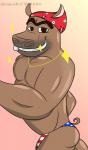 anthro clothed clothing cosplay eyebrows glistening grin jewelry kerchief looking_at_viewer male muscular muscular_anthro muscular_male necklace simple_background smile solo underwear unibrow klr-rio dreamworks madagascar_(series) real_world ricardo_dancin' moto_moto ricardo_milos common_hippopotamus hippopotamid mammal 2019 digital_media_(artwork) hi_res meme