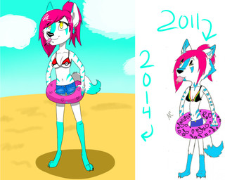 anthro beach bikini bra clothing cloud day female ice inflatable outside pokeball pokeball_bra pokeball_clothing pokeball_underwear pool_float pool_toy seaside sky solo standard_pokeball swim_ring swimwear two-piece_swimsuit underwear neecheecoyote nintendo pokemon canid canine canis coyote mammal 5:4 digital_media_(artwork) hi_res