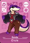 amiibo_card anthro arturfox bottomwear card clothing digital_media_(artwork) full-length_portrait gonda_(gonda) hi_res jacket male necktie pants portrait purple_body reptile scalie shirt solo tail topwear yellow_eyes