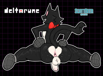 anthro anus backsack balls black_body black_fur bow_tie butt flexible foreskin fur genitals humanoid_genitalia humanoid_penis male penis presenting presenting_anus presenting_hindquarters rear_view solo splits spread_legs spreading tail tail_mouth unretracted_foreskin unusual_anatomy unusual_tail white_body white_fur scottdeer deltarune undertale_(series) cat_mike_(deltarune) mike_(deltarune) darkner felid feline mammal hi_res