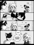 anthro bound eyewear female glasses humor knife male conditional_dnp jay_naylor elizabeth_black fisk_black domestic_cat felid feline felis mammal mouse murid murine rodent 3:4 comic digital_media_(artwork) greyscale monochrome