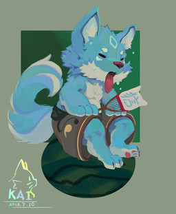 3_fingers 3_toes anthro biped blue_body blue_fur bodily_fluids bottomwear brown_bottomwear brown_clothing brown_shorts clothing countershade_fur countershading eyes_closed facial_markings feet fingers food fruit fur hand_fan head_markings kemono male markings melon pawpads pink_pawpads plant shorts sitting solo sweat sweatdrop toes tongue tongue_out watermelon white_body white_countershading white_fur young nekokaii canid canine canis mammal wolf 2018 hi_res watermark