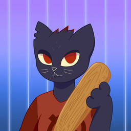 anthro baseball_bat bat_(object) female red_eyes side_view solo ldsketches_(artist) night_in_the_woods mae_borowski felid mammal 1:1 hi_res