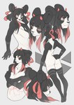 anthro breasts butt expressions female gloves_(marking) horn leg_markings markings medium_breasts red_eyes ribbons socks_(marking) solo tail tail_tuft tuft okithau momoka_kobashigawa_(athiesh) bear giant_panda mammal sketch_page