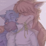 anthro duo love male male/male endou sherlock_hound_(series) sherlock_hound watson_(sherlock_hound) canid canine canis domestic_dog fox mammal 1:1