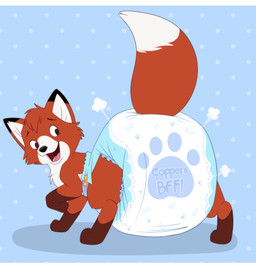 big_diaper black_ear_tips black_nose brown_body brown_fur clean_diaper clothed clothing cloud_emanata diaper diaper_only diaper_puff dipstick_ears dipstick_tail dotted_background ear_markings emanata feral fur leg_markings looking_back male markings multicolored_body multicolored_ears multicolored_fur open_mouth open_smile orange_body orange_fur orange_tail pattern_background simple_background smile socks_(marking) solo tail tail_markings text_on_diaper topless two_tone_tail wearing_diaper white_body white_fur white_inner_ear white_tail white_tail_tip jupiters tod_(tfath) canid canine fox mammal hi_res letterbox