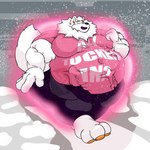 abstract_background anthro barazoku belly bottomwear clothed clothing cloud entrapment fur group heart_symbol hyper larger_male male neck_tuft obese obese_anthro obese_male overcast overweight overweight_anthro overweight_male pants path pink_aura pink_clothing pink_shirt pink_topwear shirt size_difference sky smile snow text topwear trapped_in_clothing tuft walking white_body white_fur yoga_pants fujiyama_samoyed_(artist) fujiyama_kenhaku canid canine canis domestic_dog mammal nordic_sled_dog samoyed spitz 1:1 cel_shading digital_media_(artwork) english_text shaded