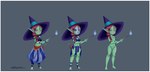 absparrow bone border clothing feet female foot_wraps harem_pants hat headgear headwear magic magic_user makeup mask nipples nude short_stack skull skull_mask solo wand white_border witch witch_hat wraps bluesparrow goblin humanoid absurd_res hi_res model_sheet