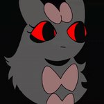 anthro female red_sclera ribbons sharp_teeth solo teeth 87sukiyaki mira lagomorph leporid mammal rabbit 1:1 2023 2d_animation animated frame_by_frame low_res short_playtime