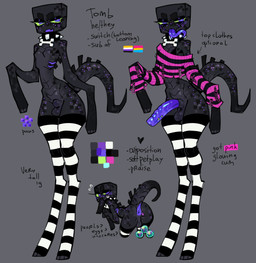 animal_genitalia anus balls bent_over black_body blue_anus blue_blush blue_insides blue_penis blue_tongue blush butt clothing collar egg erection femboy front_view fully_sheathed genital_piercing genitals green_sclera grey_background legwear lgbt_pride long_arms long_legs long_tongue male male_humanoid multicolored_body nonbinary_pride_colors oviposition pansexual_pride_colors penis piercing presenting presenting_hindquarters pride_colors rear_view sheath simple_background slim_humanoid slim_male small_waist solo square_head standing stated_gender stated_pronouns stated_sexuality sweater tail tail_anus text thick_thighs thigh_highs tongue tongue_out topwear unusual_insides wide_hips btascandalist microsoft minecraft mojang xbox_game_studios enderman humanoid tailed_humanoid english_text hi_res model_sheet nonbinary_(lore)