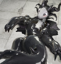ambiguous_anthro ambiguous_gender anthro black_latex blush detailed_background glistening glistening_body glistening_latex grey_body grey_eyes grey_latex horn inflatable latex latex_transformation light liquid_latex lying on_back pool_toy solo transformation water-s animate_inanimate living_inflatable living_latex living_pool_toy 2026 hi_res lighting shaded