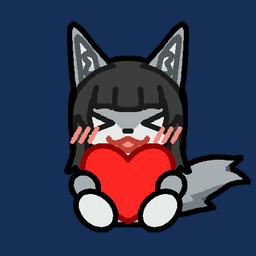 :3 >_< anthro biped black_hair blush blush_lines eyes_closed female fur grey_body grey_fur grey_inner_ear_fluff hair heart_symbol holding_heart holidays inner_ear_fluff looking_at_viewer multicolored_body multicolored_fur pink_tongue red_heart simple_background sitting small_nose solo squeezing tail tail_motion tailwag tongue tongue_out transparent_background tuft two_tone_body two_tone_fur kibblebytez valentine's_day himezawa_lawchi canid canine canis dire_wolf mammal prehistoric_species wolf 1:1 2026 aliasing alpha_channel animated digital_drawing_(artwork) digital_media_(artwork) loop low_res