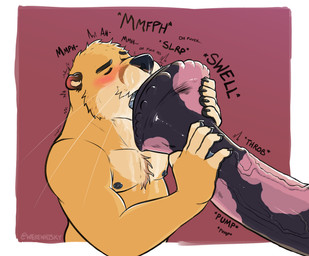 animal_genitalia animal_penis anthro areola barbell_piercing big_flare big_penis blush blush_lines bodily_fluids body_worship chest_tuft countershading duo equine_genitalia equine_penis erection eyes_closed flared_penis fur genital_fluids genital_worship genitals holding_penis huge_penis kissing leaking_precum male male/male nipple_barbell nipple_piercing nipples onomatopoeia penile penis penis_kissing penis_worship piercing precum shuddering simple_background solo_focus sound_effects text tuft vein veiny_penis whiskers yellow_body yellow_fur werewhisky kaz_(werewhisky) equid equine horse mammal mustelid otter 2025 hi_res