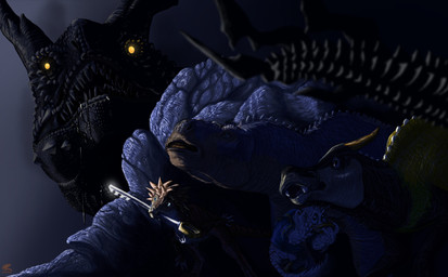 alternate_species ambiguous_gender beak black_body black_scales blue_body blue_scales brown_body brown_scales clothed clothing feathers feral glowing glowing_eyes group head_crest hiding horn jewelry keyblade male melee_weapon necklace no_pupils open_mouth orange_body orange_scales osteoderms partially_clothed rock scales sharp_teeth size_difference solo spikes spikes_(anatomy) tailblade tan_body tan_scales teeth weapon white_body white_feathers riamus01 dinosaur_(disney) disney kingdom_hearts square_enix aladar carnotaurus_robustus_floridaensis donald_duck goofy_(disney) sora_(kingdom_hearts) abelisaurid carnotaurus dinosaur hadrosaurid heartless iguanodon iguanodontian iguanodontid marginocephalian ornithischian ornithomimid ornithomimosaur ornithopod pachycephalosaurid pachycephalosaurus prehistoric_species reptile saurischian saurolophus scalie stygimoloch theropod absurd_res hi_res
