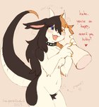 anthro belly blush breasts claws collar disembodied_hand duo emanata enjoying female female_focus heart_eyes heart_symbol horn navel petting pregnant pregnant_female pubes solo_focus spiked_collar spikes tail text tongue hangarafterdark mayternity_2023 mythology emile_(hangarafterdark) domestic_cat dragon felid feline felis hybrid mammal mythological_creature mythological_scalie scalie 2023 english_text hi_res trans_(lore) trans_man_(lore)