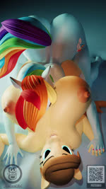 anthro anthrofied big_breasts big_butt breasts butt duo female female/female head_between_breasts huge_breasts lying mature_anthro mature_female motorboating nipples on_back sfmoclock sound_warning friendship_is_magic hasbro my_little_pony cream_heart_(mlp) rainbow_dash_(mlp) equid equine mammal 3d_(artwork) 9:16 animated digital_media_(artwork) hi_res short_playtime sound webm