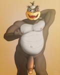 2019 4:5 5_fingers absurd_res anthro anthrofied balls belly biped blush digital_media_(artwork) fingers genitals hair hi_res humanoid_genitalia humanoid_penis koopa koopaling looking_at_viewer male mario_bros morton_koopa_jr. muscular muscular_anthro muscular_male nintendo nipples non-mammal_balls nude open_mouth pecs penis reptile scalie simple_background smile solo teeth timidwithapen tongue