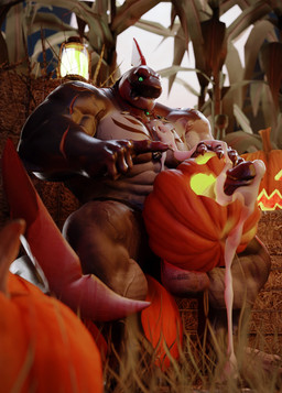 abs anthro arm_scar barazoku biceps big_muscles black_sclera blue_body blue_scales blue_tongue bodily_fluids chest_markings claws corn cornfield cum cum_on_chest cum_on_hand fin fin_scar finger_claws food forearm_muscles fruit genital_fluids genitals golden_markings green_eyes grin hay hay_bale head_fin huge_muscles humanoid_genitalia humanoid_penis jack-o'-lantern lamp lantern looking_at_viewer male markings muscular muscular_anthro muscular_male nude outside pecs penis plant pumpkin pumpkin_fucking scales scar sitting smile solo tail tail_fin tongue tongue_out vein veiny_muscles veiny_penis white_body white_scales chiefkaine chiefkaine_(modeler) alvintanubis dylan_(alvintanubis) aquatic fish shark 2024 3d_(artwork) digital_media_(artwork) hi_res