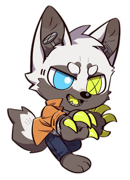 anthro black_nose blue_bottomwear blue_clothing blue_eyes blue_pants bottomwear cheek_tuft chibi claws clothing denim denim_bottomwear denim_clothing facial_tuft fangs fur glistening glistening_eyes green_claws green_eyes green_tongue grey_body grey_fur grey_tail head_tuft jeans male open_mouth orange_clothing orange_topwear pants simple_background solo tail teeth three-quarter_view tongue topwear tuft unsigned white_background white_body white_fur white_tail asnnonaka canid mammal full-length_portrait portrait