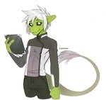 anthro clothed clothing male simple_background smile solo white_background eihman unknown_species 2020 digital_media_(artwork)