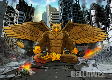 4_toes 5_fingers abs anthro beak biceps biped boxer_briefs brown_body brown_fur building building_destruction city city_background city_crushing city_destruction cityscape claws clothed clothing destruction feathered_wings feathers feet finger_claws fingerless_gloves fingers fire fur gloves hair handwear house macro macro_anthro macro_male male muscular muscular_anthro muscular_male outside paws pecs rampage sitting sky smile solo tail toe_claws toes underwear vehicle vehicle_destruction wings bellowez mythology carpo avian gryphon mythological_avian mythological_creature