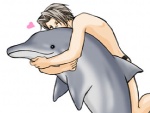 ambiguous_gender anthro duo feral heart_symbol hug kissing love male simple_background white_background unknown_artist ace_attorney capcom miles_edgeworth cetacean dolphin human mammal marine oceanic_dolphin toothed_whale low_res