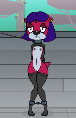 anthro bdsm bondage bound collar female leash leash_pull leashed_collar loli solo young young_anthro young_female nidrog pb_and_j_otter jelly_otter mammal mustelid otter hi_res