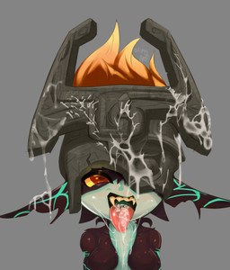 armor black_body blue_markings bodily_fluids breasts clothing cum cum_on_face cum_on_head cum_on_headwear cum_on_tongue eyelashes female front_view fused_shadow genital_fluids grey_background grey_body hair headgear headwear helmet humanoid_pointy_ears markings one_eye_obstructed open_mouth orange_hair pointy_ears red_eyes simple_background small_breasts solo tongue tongue_out yellow_sclera slippipipi nintendo the_legend_of_zelda twilight_princess midna humanoid imp twili absurd_res hi_res
