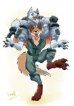 anthro barazoku belt claws clothed clothing duo fanfiction fangs feet fur gloves handwear happy hindpaw male muscular muscular_anthro muscular_male open_mouth orange_body orange_fur paws smile spikes teeth toe_claws white_body white_fur pinumontbalou epic_games fortnite fennix_(fortnite) volpez_(fortnite) arctic_fox canid canine canis fox mammal red_fox true_fox absurd_res hi_res story story_at_source story_in_description brother_(lore) brothers_(lore) sibling_(lore)